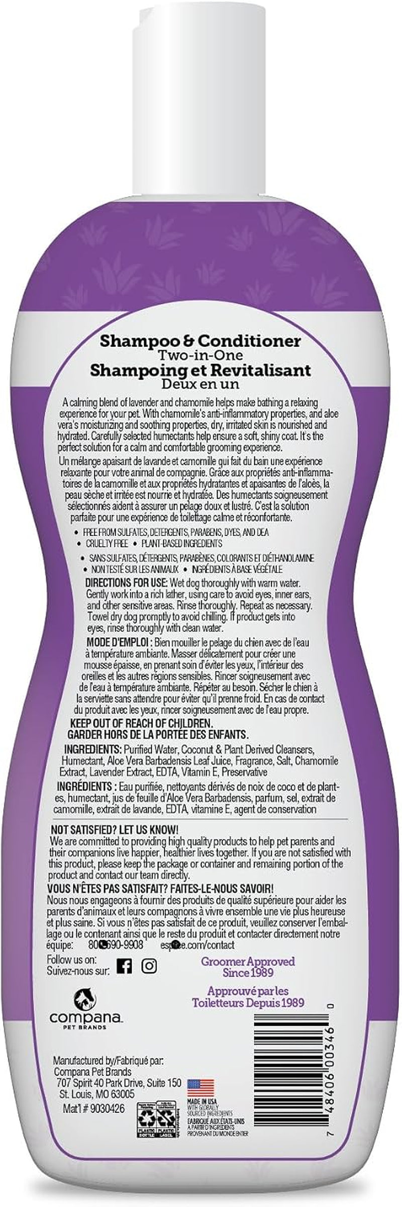 Calming Dog Shampoo & Conditioner, Soothing Dog Shampoo, 20Oz