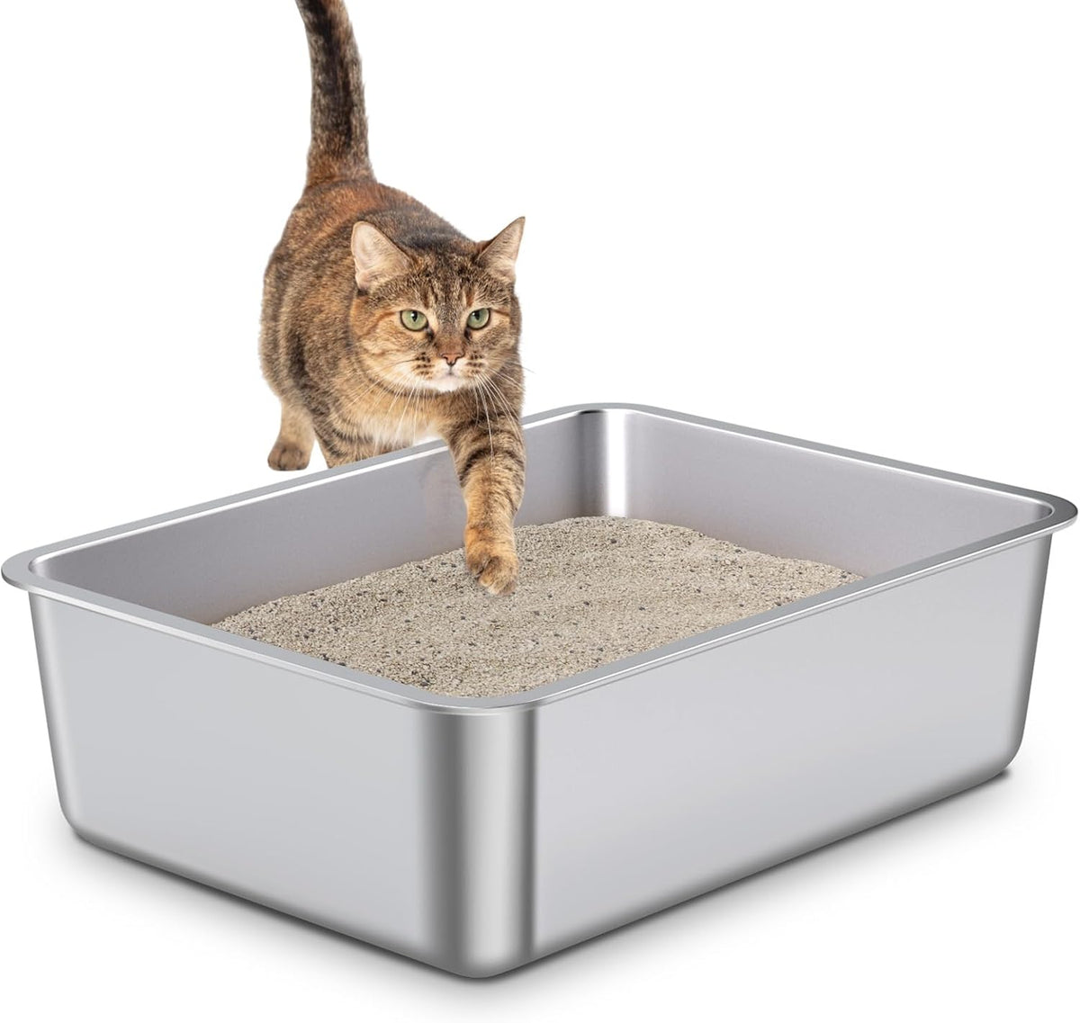 Stainless Steel Litter Box, Metal Cat Litter Box
