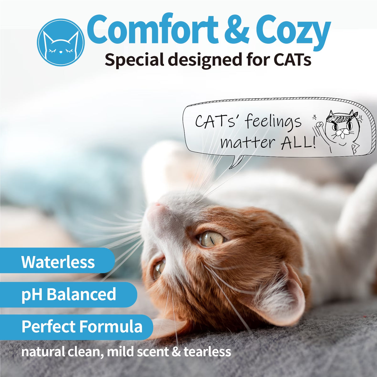 Waterless Cat Shampoo, No Rinse Foam for Kittens & Seniors, Licking Safe Dry Bath & Dander Reducer, 5 Oz