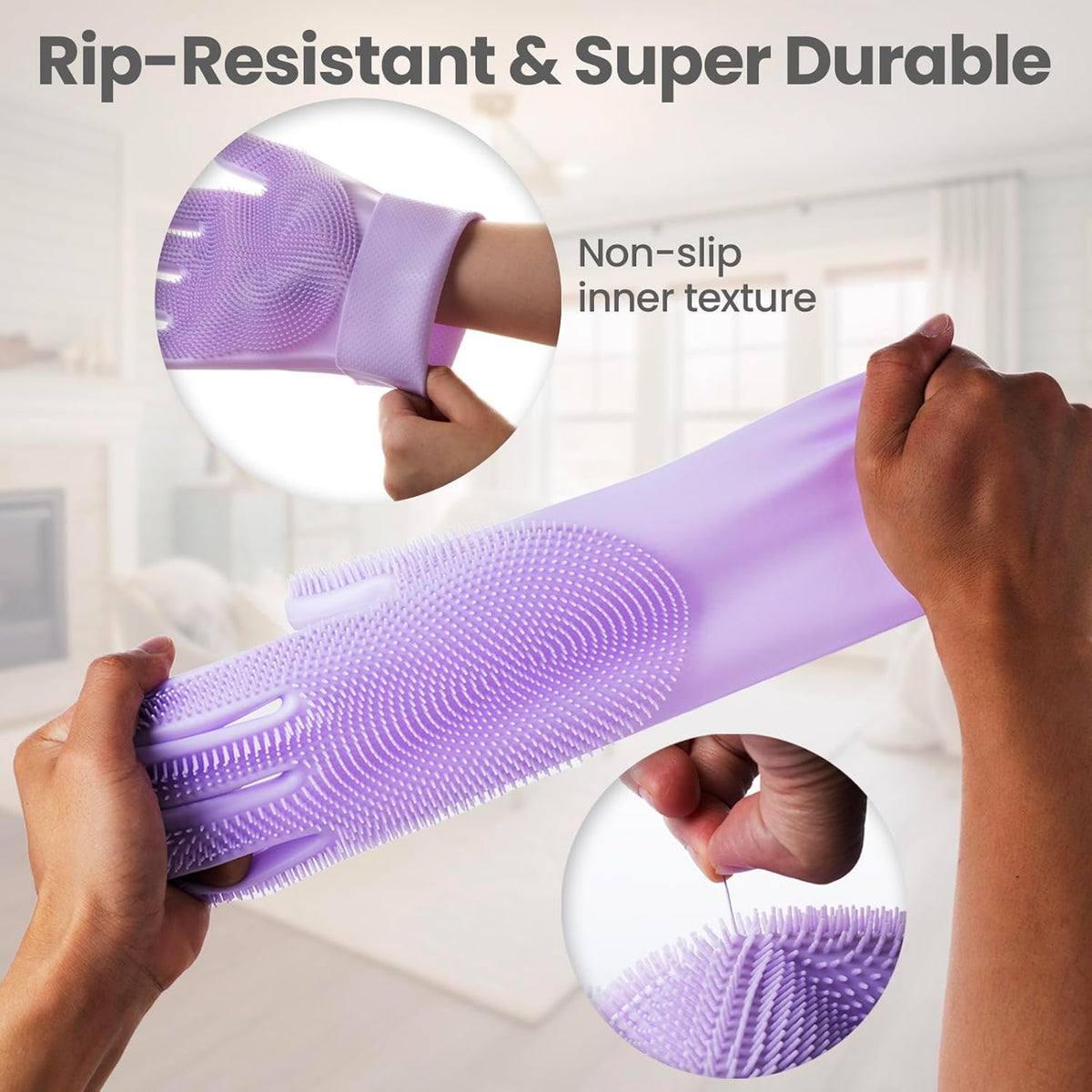Silicone Pet Grooming Gloves Dog Washing Gloves for Bathing, 1 Pair Purple