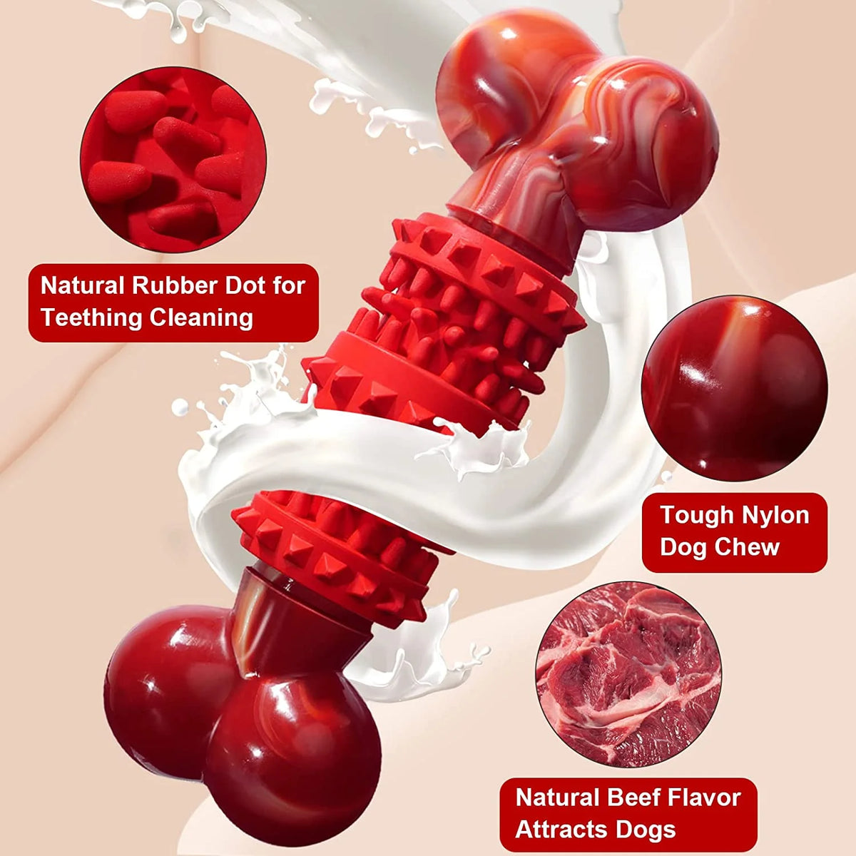 Dog Toys for Aggressive Chewers Bone Dog Toy Interactive Dog Toys for Large Dog Chew Toys for Aggressive Chewers,Dinosam Indestructible Dog Toy for Medium Large Dogs