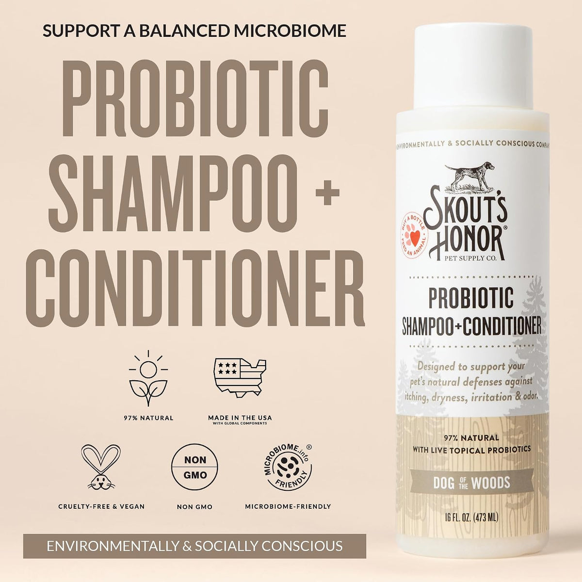 Probiotic Dog Shampoo and Conditioner - DOTW, 16 Oz