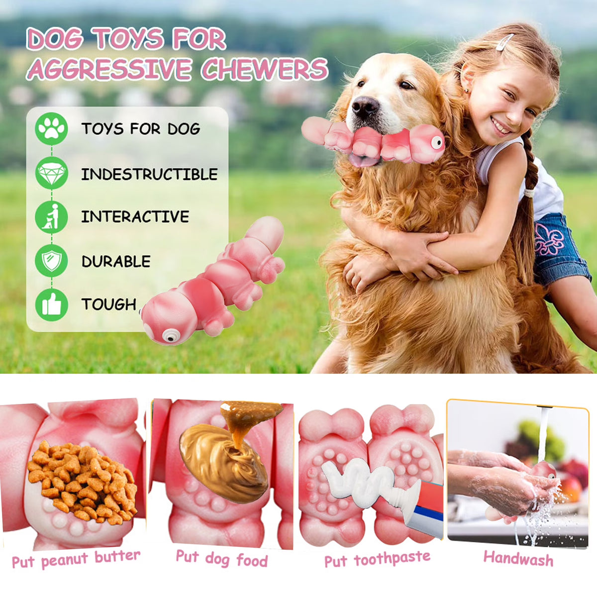Dogs Chew Toys for Aggressive Chewers, Long Lasting Dog Toys, Indestructible Dog Toys, Tough Dog Toys, for Large/Medium Dogs Chew