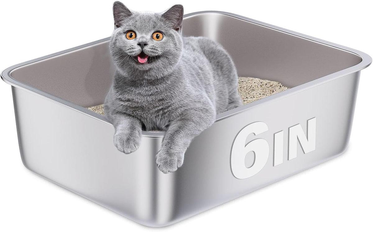Stainless Steel Litter Box, Metal Cat Litter Box