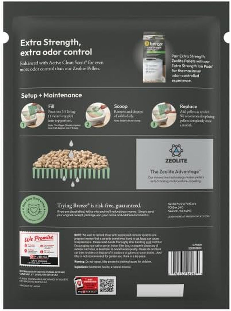 Tidy Cats Breeze Extra Strength Zeolite Pellets, Active Clean Scent 3.5 Lb (Pack of 2)