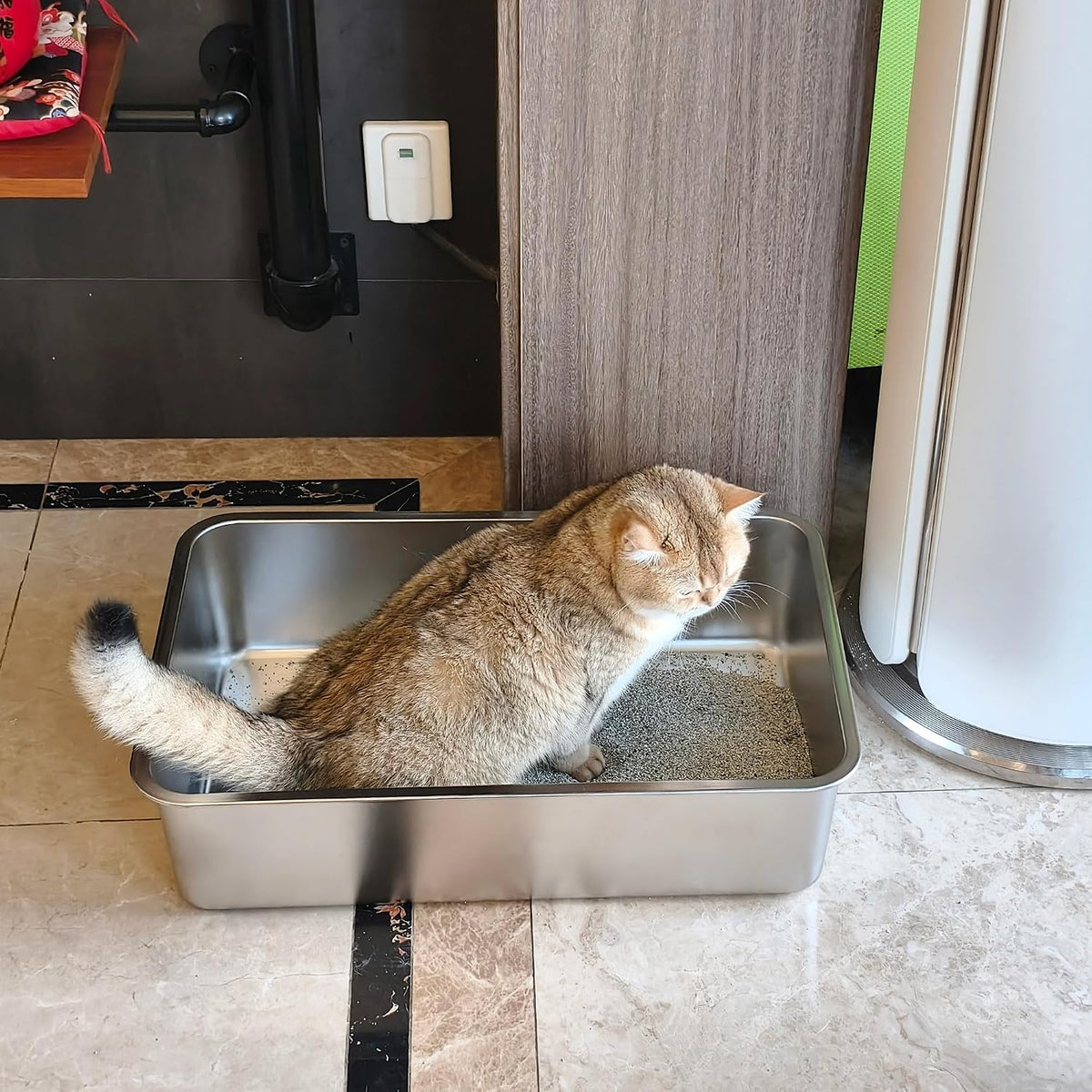 Stainless Steel Litter Box, Metal Cat Litter Box