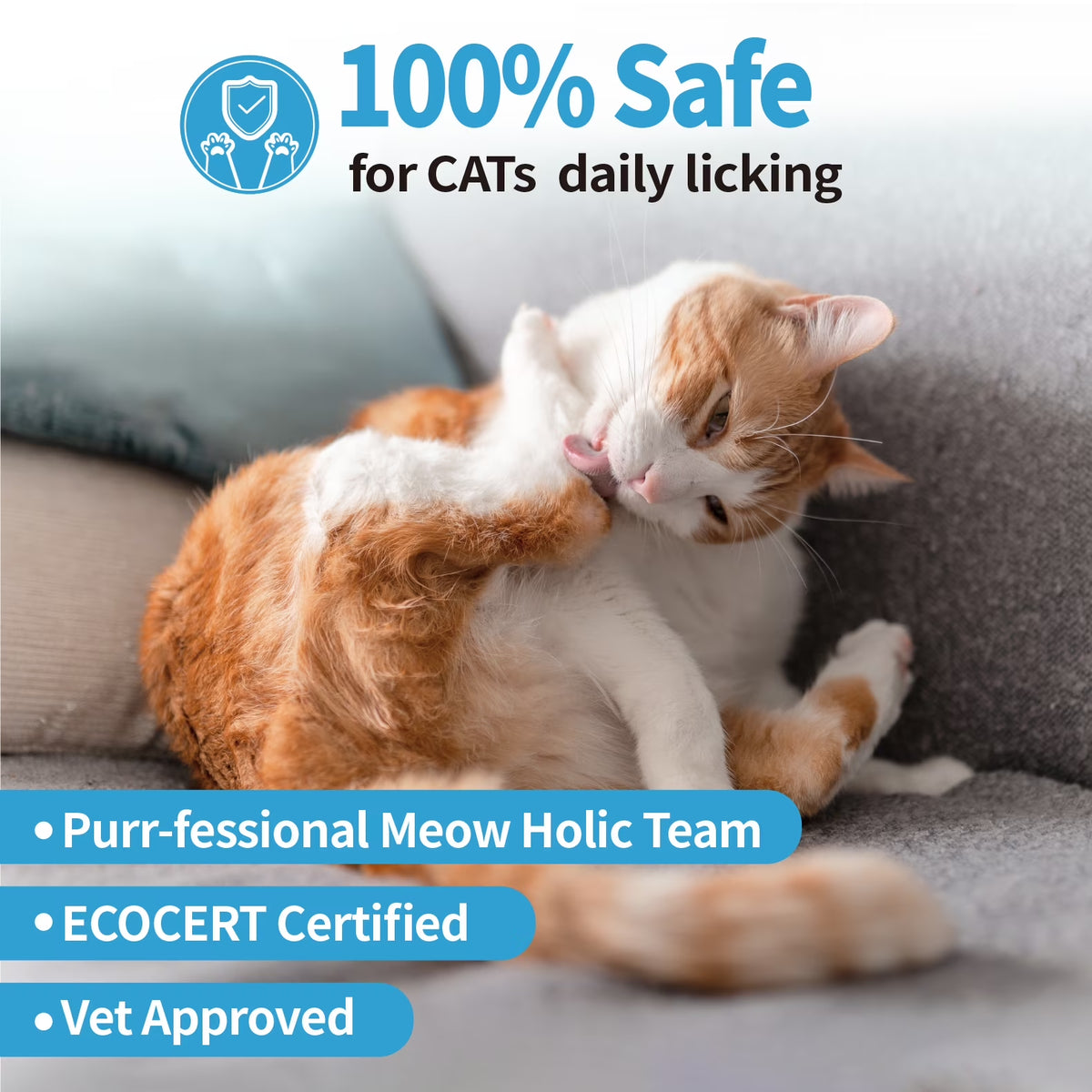 Waterless Cat Shampoo, No Rinse Foam for Kittens & Seniors, Licking Safe Dry Bath & Dander Reducer, 5 Oz
