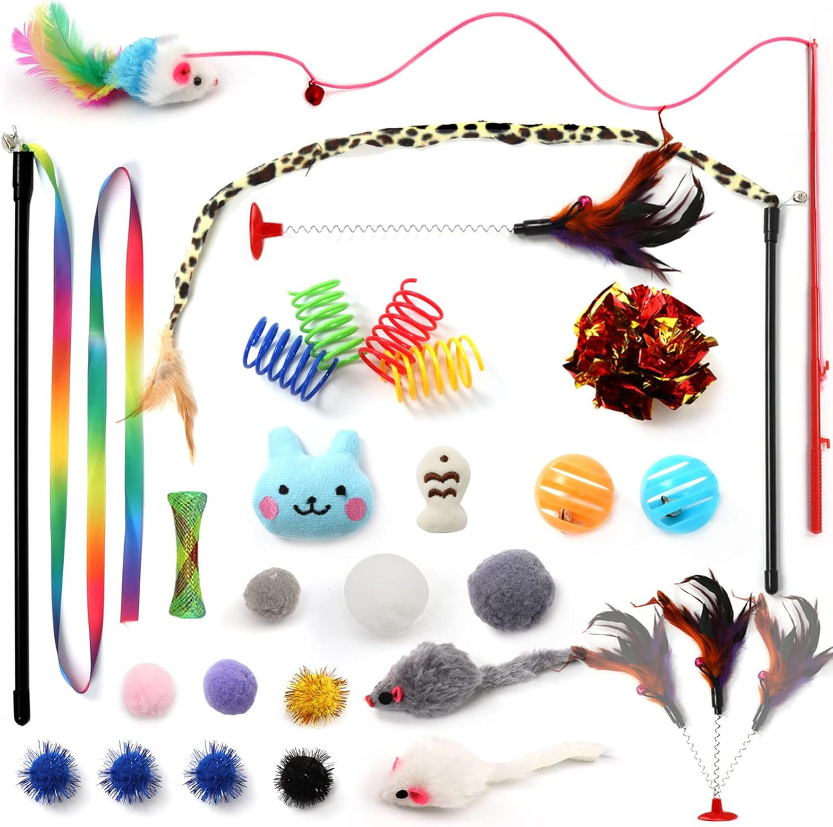 Kitten Toys Cat Toys Assortments, 26 Packs Cat Toys Variety Pack for Kitty, Cat Wand Toy, Cat Feather Toys, Cat Balls with Bells, Cat Mouse Toy, Catnip Toys for Indoor Cats