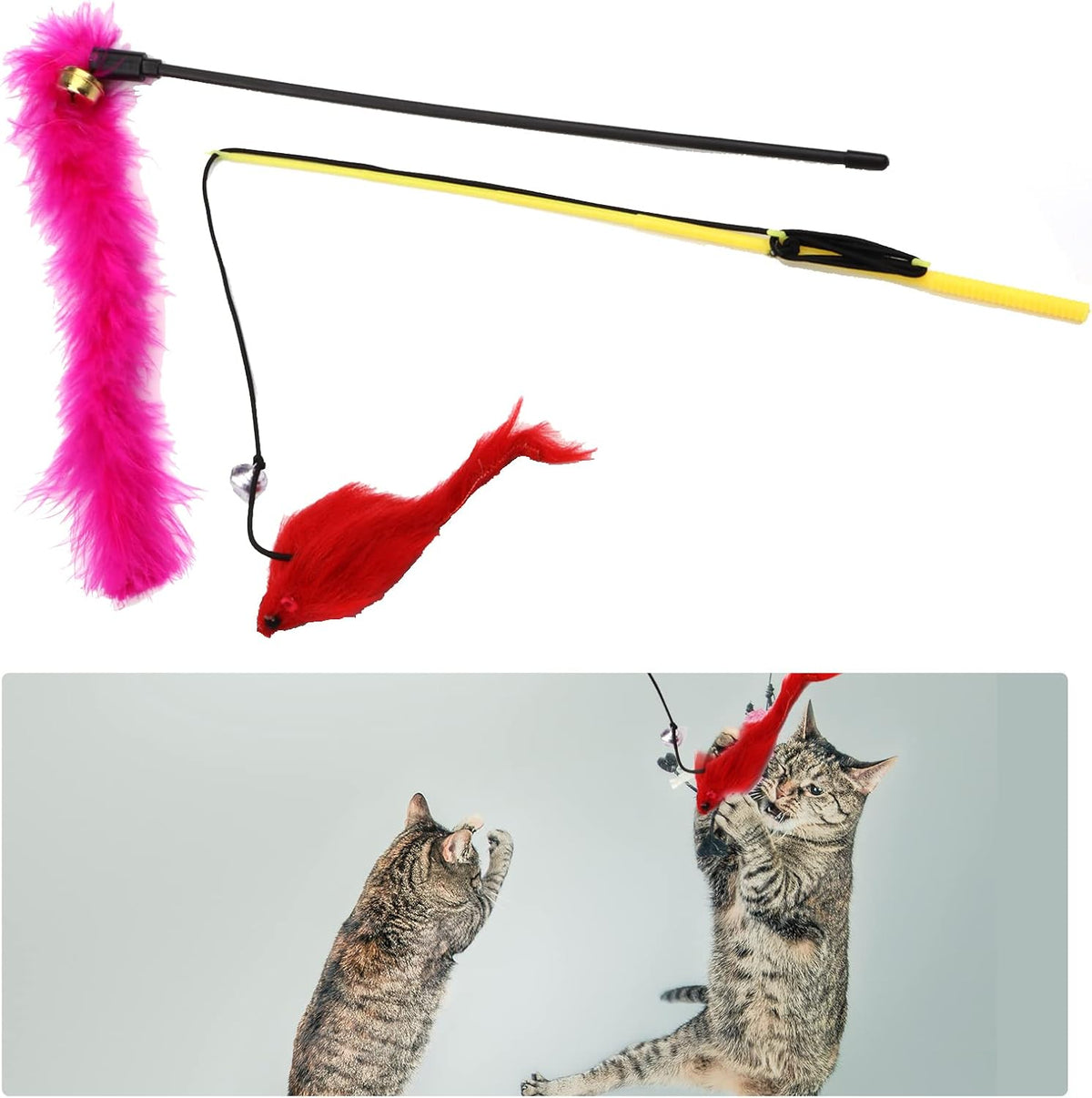 Cat Toys Kitten Toys Assortments, 32 Packs Cat Toys Variety Pack for Kitty, Cat Balls with Bells,Cat Feather Toy, Cat Mouse Toy, Cat Crinkle Balls, Catnip Toys for Indoor Cats Kittens