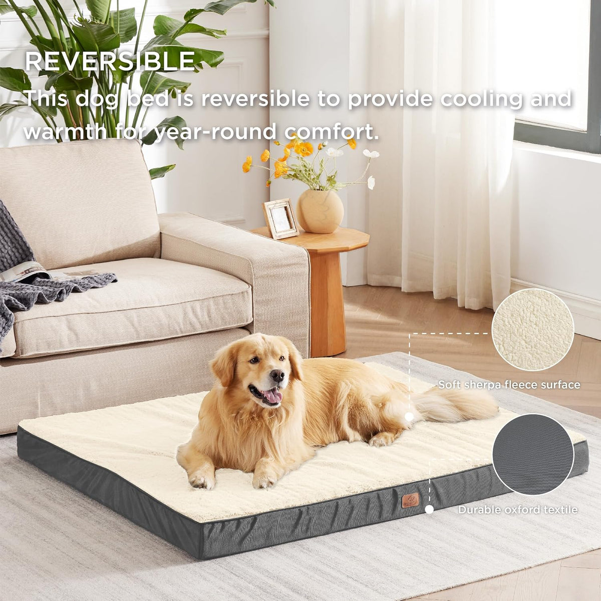 XL Dog Bed, Extra Large Pet Bed with Comfy Sherpa,44X32In Grey